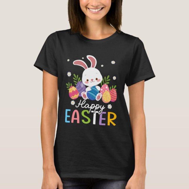 Camiseta Bunny Pastel Spring Hunt Eggs Rabbit Happy Easter  (Frente)