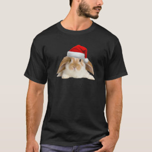 Camiseta Bunny Rabbit Cute Santa Hat Imagem Engraçada Natal