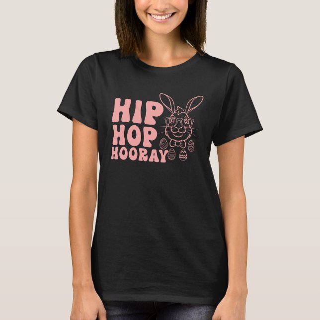Camiseta Bunny Rabbit Eggs Hunting Happy Easter Day Hip Hop (Frente)