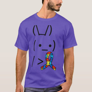 Camiseta Bunny Rabbit Holding Autism Awareness Ribbon