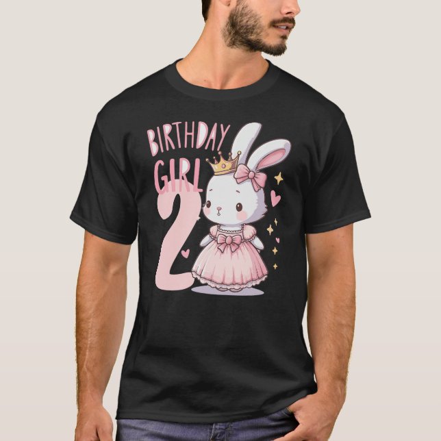 Camiseta Bunny Rabbit Princess Pink Children's Birthday 2 Y (Frente)