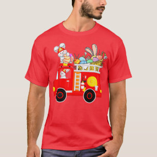 Camiseta Bunny Riding Firecaminhão Páscoa Dia Bunny Firecam