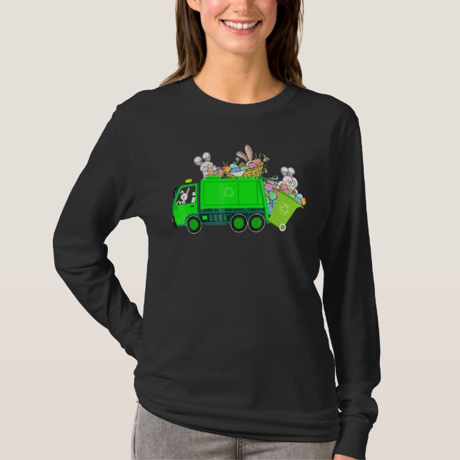 Camiseta Bunny Riding Garbage Páscoa Day Bunny (Frente)