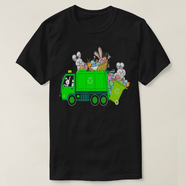 Camiseta Bunny Riding Garbage Páscoa Day Bunny Garbag (Frente do Design)