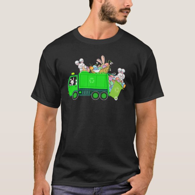 Camiseta Bunny Riding Garbage Truck Easter Day Bunny Garbag (Frente)
