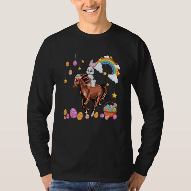 Camiseta Bunny Riding Horse Easter Day Costume Farmer Hunti (Frente)