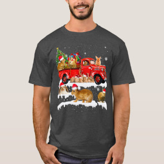 Camiseta Bunny Riding Red Truck Xmas Feliz Natal