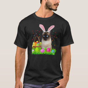 Camiseta Bunny Siamese Cat Funny Páscoa Siamese Cat Lover
