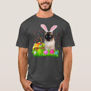 Camiseta Bunny Siamese Cat Funny Páscoa Siamese Cat Lover