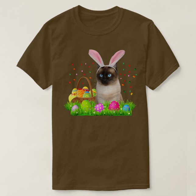 Camiseta Bunny Siamese Cat Funny Páscoa Siamese Cat Lover G (Frente do Design)