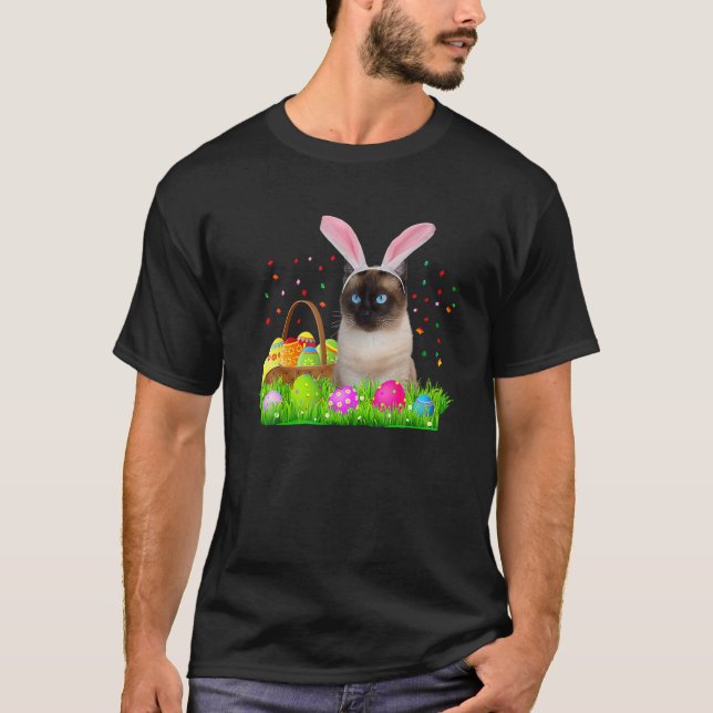 Camiseta Bunny Siamese Cat Funny Páscoa Siamese Cat Lover G (Frente)