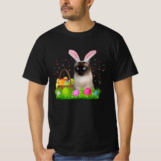 Camiseta Bunny Siamese Cat Funny Páscoa Siamese Cat Lover G