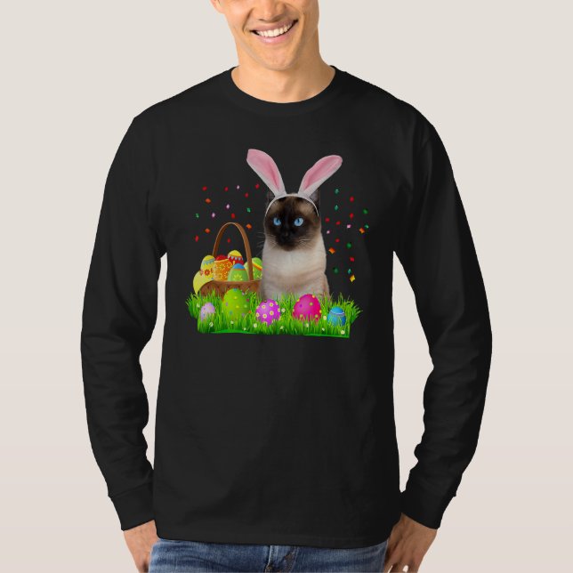 Camiseta Bunny Siamese Cat Páscoa Siamese Cat (Frente)