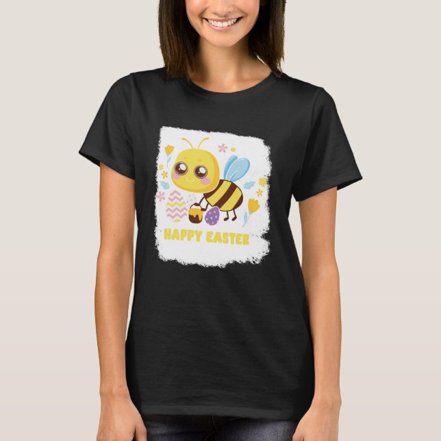 Camiseta Bunny Spring Hunt Eggs bee Happy Easter Day (Frente)