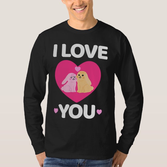 Camiseta Bunny Valentine's Day I Love You Couples Men Women (Frente)
