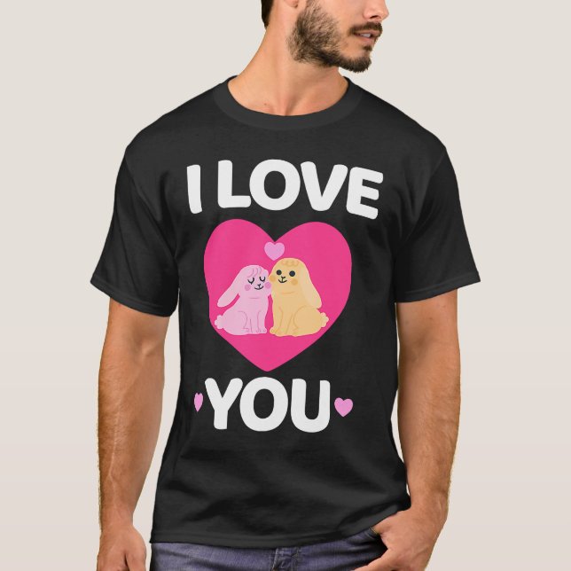Camiseta Bunny Valentine's Day I Love You Couples Men Women (Frente)