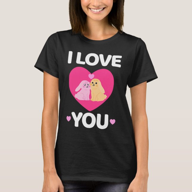 Camiseta Bunny Valentine's Day I Love You Couples Men Women (Frente)