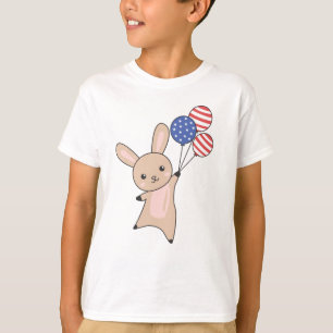 Camiseta Bunny Voa Balões Usa Acima De Animais Cons
