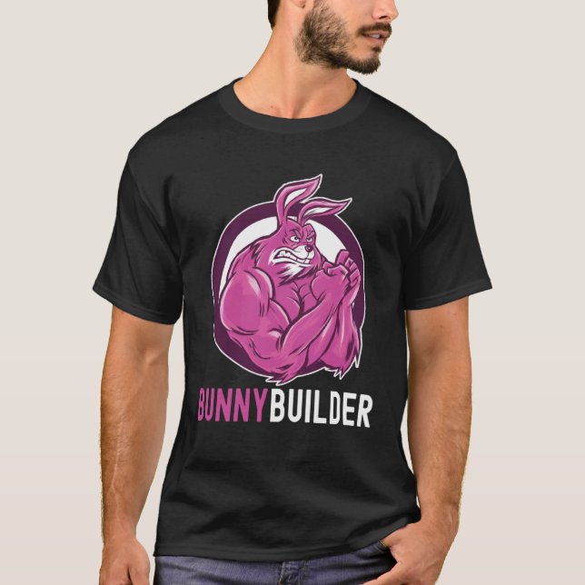 Camiseta Bunnybuilder  Easter Bunny Workout  Gym Weightlift (Frente)