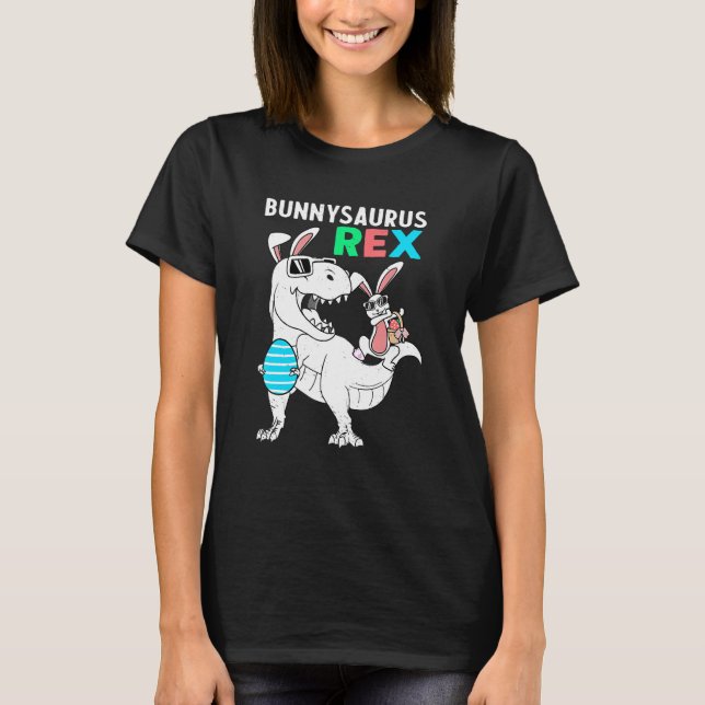 Camiseta Bunnysaurus Easter Bunny Riding Dinosaur T Rex Egg (Frente)