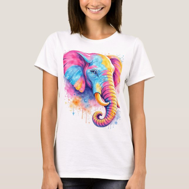 Camiseta Bunter Regenbogen Elefant Aquarell (Frente)