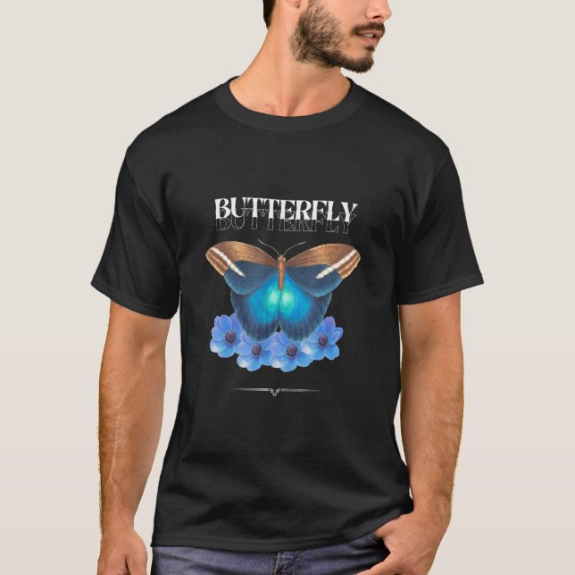 Camiseta Bunter Schmetterling mit Blumen im Boho Design (Frente)