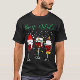 Camiseta Buon Natale Festive Wine Glass Italiano