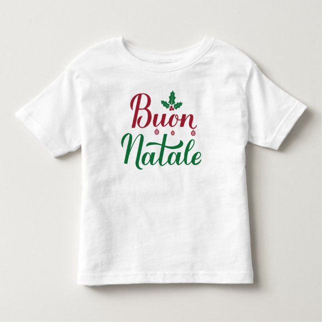 Camiseta Buon Natale Italiana Feliz Natal Holly (Frente)