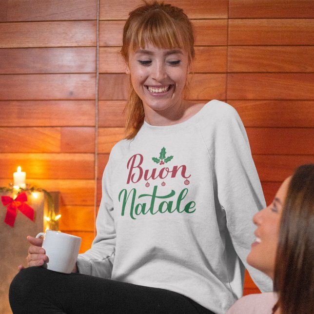 Camiseta Buon Natale Italiana Feliz Natal Holly (Criador carregado)