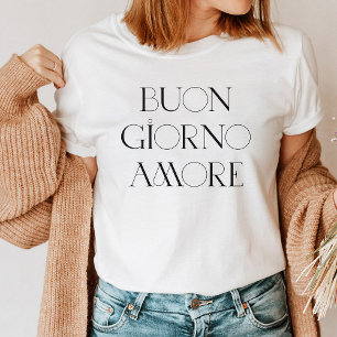 Camiseta Buongiorno Amore Script Moderno do Na moda Itali