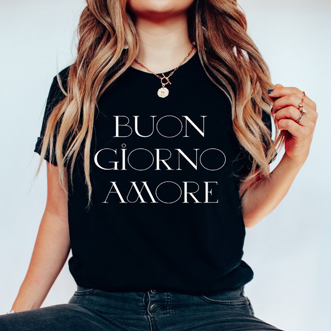 Camiseta Buongiorno Amore | Script Moderno Italiano Negro (Criador carregado)