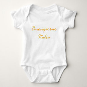 Camiseta Buongiorno Italia. Texto dourado do inclinação