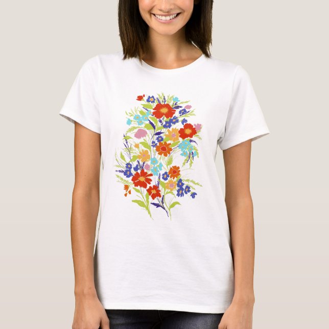 Camiseta Buquê Colorido de Flor Selvagem (Frente)