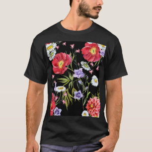 Camiseta Buquê de Aquarela: Padrão sem costura