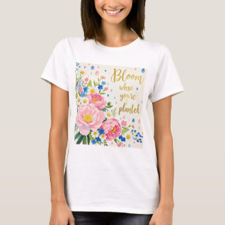 Camiseta Buquê de aquarela vibrante de peonias, margaridas