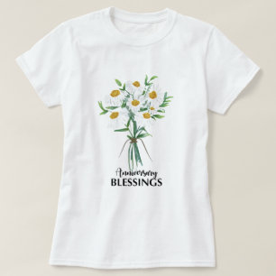 Camiseta Buquê de Bênçãos de Aniversário do Casamento de Da