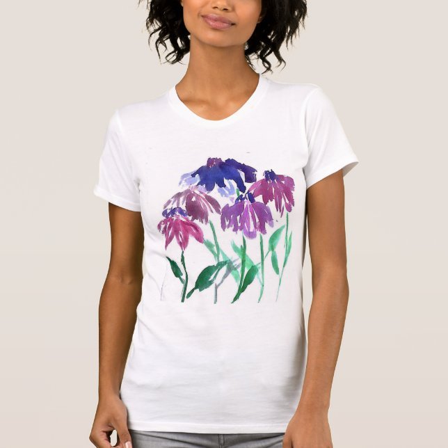 Camiseta buquê de Borgonha da flor da aguarela (Frente)