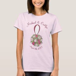 Camiseta Buquê de Casamento de Noiva Floral Rosa Personaliz
