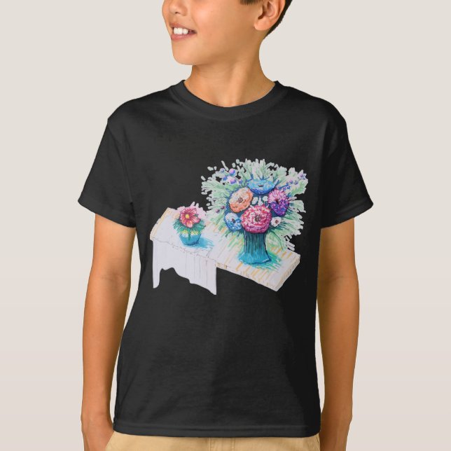 Camiseta Buquê de flores colorido e vibrante. (Frente)