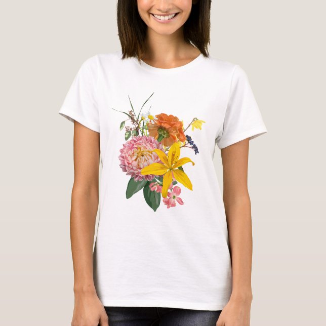 Camiseta Buquê de flores de jardim. (Frente)