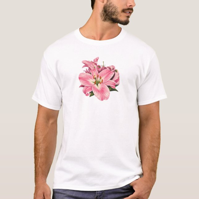 Camiseta Buquê de Flores de Lírio Rosa (Frente)