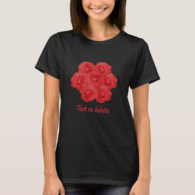 Camiseta Buquê de Flores de Rosa Vermelha Personalizado (Frente)