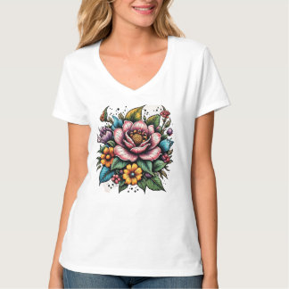 Camiseta Buquê de Flores Multicoloridas
