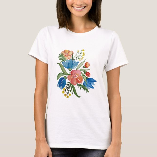 Camiseta Buquê de flores multicolorido (Frente)