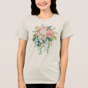 Camiseta Buquê de Flores Rosa e Branco