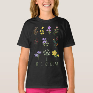 Camiseta buquê de flores silvestres minimalista vintage em