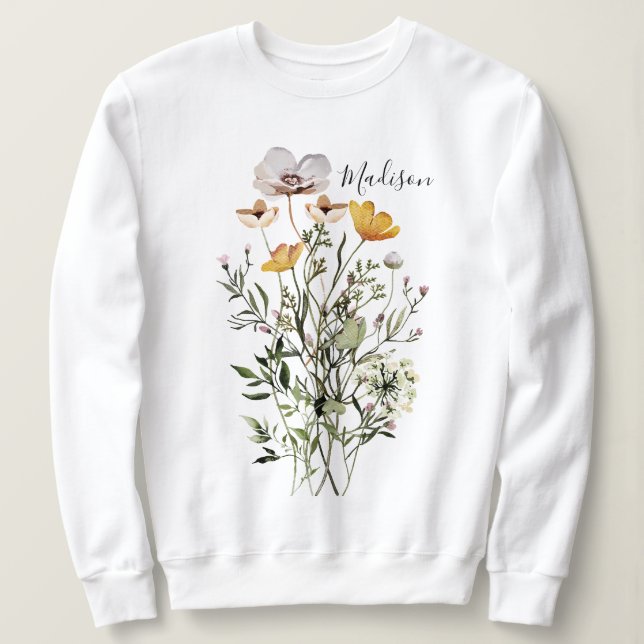 Camiseta Buquê de Flores Silvestres Secas Monograma (Frente do Design)