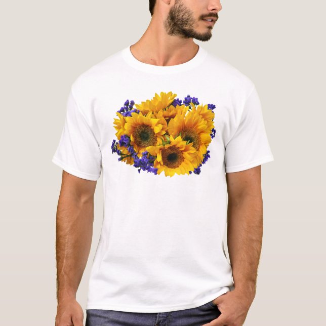 Camiseta Buquê de girassóis e de estados roxos (Frente)