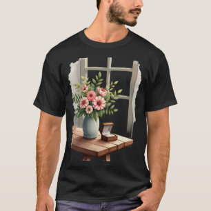 Camiseta Buquê de Noiva Floral Rústico Caixa de Anel Vintag