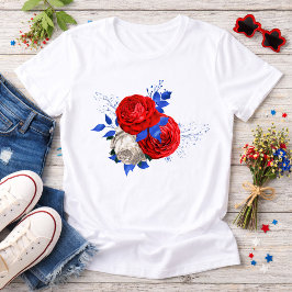 Camiseta Buquê de Rosas Vermelhas Patrióticas